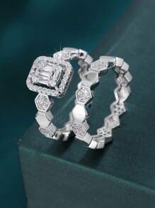 2pcs/Set Honeycomb Design Couple Rings, European And American Style