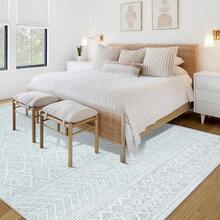 Large Washable 6x9 Area Rug: Boho Moroccan Geometric Neutral, Non-Slip Foldable Indoor Floor Carpet For Living Room, Bedroom, Dining Table - Beige, 6X9 - Modern Grey - View 3