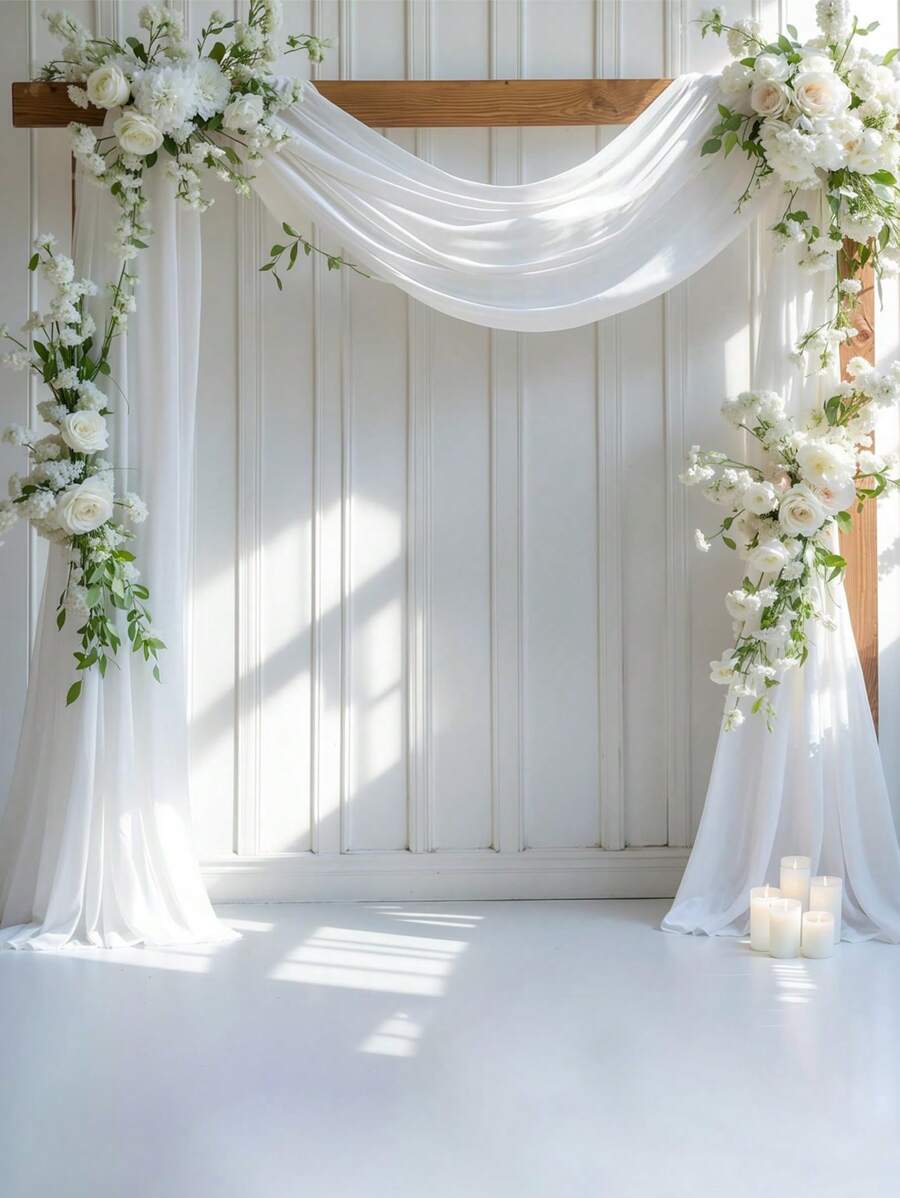 2 件/1 件/-2025 婚礼装饰 - 婚礼拱门窗帘面料，（111.81 英寸 X 11.81 英寸）约 300 厘米 X 30 厘米白色薄纱背景窗帘，婚礼拱门装饰天花板窗帘，用于婚礼仪式、生日派对天花板装饰。