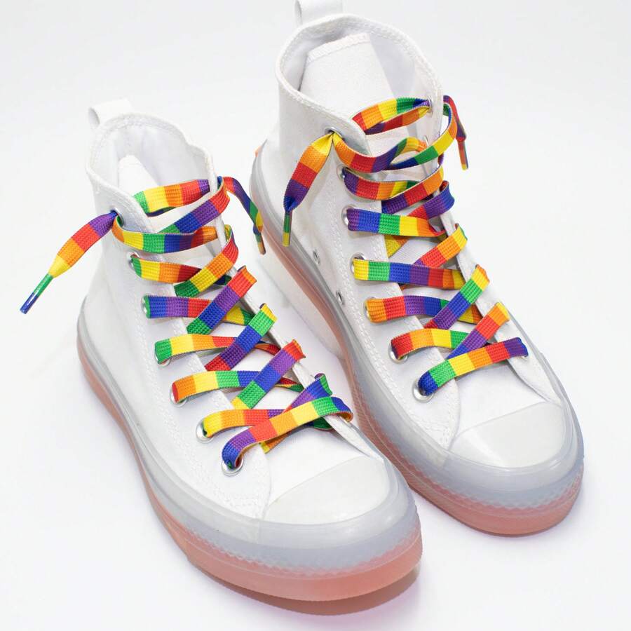1 对 3D 彩虹鞋带，时尚、百搭休闲彩虹鞋带