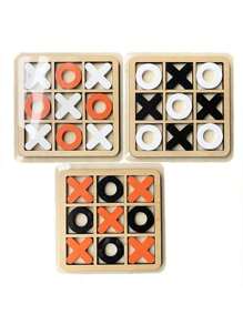 Juego de Tres en Raya de X y O de madera, juego de estrategia de tablero de mesa de 3 en raya