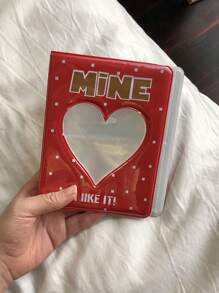 1 Piece Of 64 Pocket Mini Photo Album Cartoon Photo Album, Suitable For Kpop Card Collection, Heart-Shaped Incision Display, Plastic Material, Rectangular Card Storage Book
