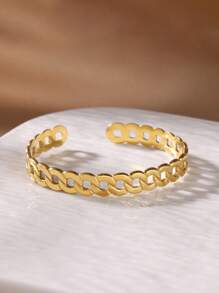 1 PC Geometry Shell Open Bangles Bracelet For Women Stainless Steel Gold Color Cuff Bracelets Summer Beach Waterproof Hand Jewelry - Geometry - View 7