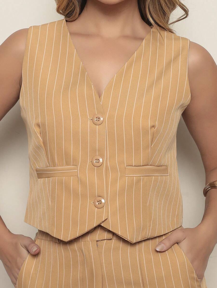 Women's Tailored Set Vest + Pants Casual/Social Fashion - 薑黃色/白色 - 查看 1