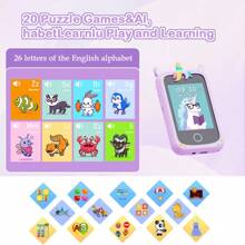 Youngsters's Educational Mobile Phone Toy, High-Definition Shooting, 20 Educational Games, Music, Pedometer, Flashlight, Alarm Clock, Habit Training And Other Learning Functions, Perfect Gift For Youngsters Aged 3-8 Years Old On Holidays, Birthdays, And Christmas - Purple - View 3