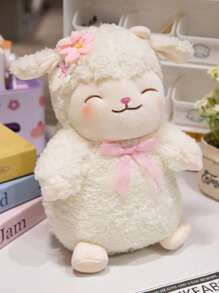 带郁金香的羔羊毛绒玩具，坐着可爱的绵羊填充动物带蝴蝶结可爱的绵羊超柔软婚礼装饰玩具浪漫母亲节礼物，适合男孩女孩儿童礼物 - 彩色 - 查看 15