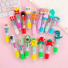 Set de 1/4/20/8/10/24/12 piezas Bolígrafos de 4 colores mini con diseños de dibujos animados lindos y aleatorios, pluma de color de 4 colores, pluma para manualidades, tinta de 4 colores, para estudiantes, oficina, útiles escolares y regalos, con recambio de 0.7mm, esenciales para volver a la escuela