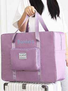 1pc Personalized Multifunctional Travel Bag, Large Capacity Portable Gym Bag With Embroidered Letters, Foldable Handbag Carry-On Luggage Bag, Outdoor Yoga Tote Storage Bag, Suitable For Daily Use And Great Gift For Family, Friends, Boyfriend/Girlfriend, Christmas, Valentine's Day, Birthday - Multicolor - View 4