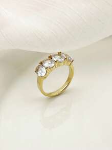 4 pièces Bagues zirconium ovales de style rétro vintage en acier inoxydable. Convient pour le port quotidien des femmes, le Nouvel An, la Saint-Valentin, les cadeaux de vacances de style occidental, les bijoux pour amis, les fêtes, les voyages, les mamans, la Fête des Mères, les cadeaux