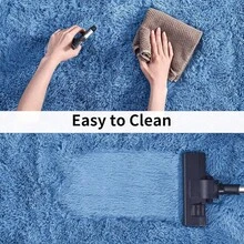 Soft Fluffy Shag Throw Area Rug, 2x4 Black, Non-Slip Bedroom, Hallways, Bedside, Dorm, Living Room - Long Shaggy Rug - Biru Kobalt - View 5