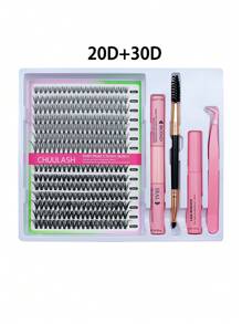 280/168 件 8-16 毫米 DIY 睫毛延长混合款式睫毛簇单独配有粘合剂和密封剂去除镊子睫毛刷用于自行化妆 - 黑色 - 查看 37