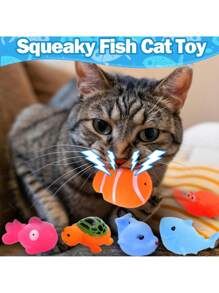 1 Collapsible Cat Pool Toy, Portable Cat Indoor/Outdoor Water Bowl With 6 Squeaky Sounding Toys, Cat Interactive Entertainment Set, Keeps Cats Playing! - Multicolor - View 5