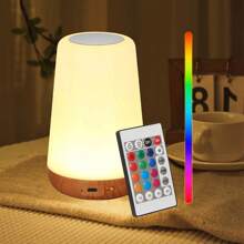 1pc LED Touch Night Light With Remote Control, Dimmable, Multi-Color Modes (5 Brightness Levels, 13 RGB Colors), Timer Function, Portable Bedside Lamp, Suitable For Bedroom, Living Room, Camping, Lava Lamp Design, Bedside Table Lamp, USB Rechargeable, Back To School - Multicolor - View 3