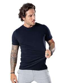 Basic Short Sleeve T-Shirt With Elastane Peruvian Mesh Slim Premium - màu đen - Xem 3