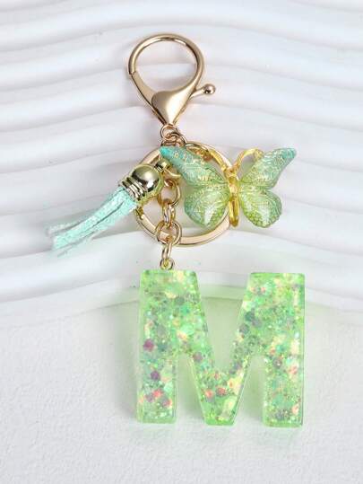 1pc Resin Letter Keychain, Initial Car Keyring Her, Bag Purse Charm Key Ring, Cute Colorful, Alphabet Tag For Girls Gift Souvenir School Car Accessories Goth Y2k
