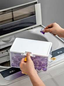 1 件装桌面洗衣粉收纳盒，家用洗涤剂分配盒带盖，防尘塑料洗衣粉容器