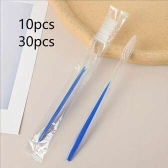 10/30 piezas Cepillo de dientes desechable, cerdas suaves medianas, cepillo de dientes manual de nailon, empaquetado individualmente, fácil de llevar para viajes, uso en hotel, decoración de baño, decoración de otoño