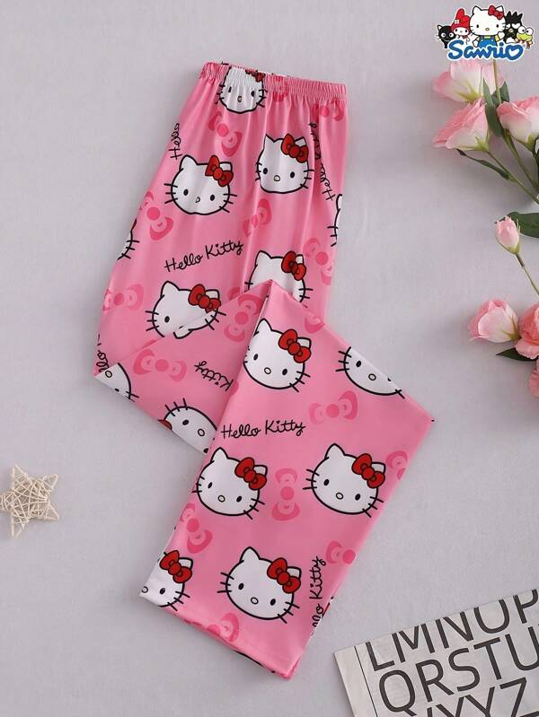 Sanrio Set de pijamale de pijama pentru femei cu licență oficială Sanrio - Îmbrăcăminte de casă cu design drăguț Kitty Cat