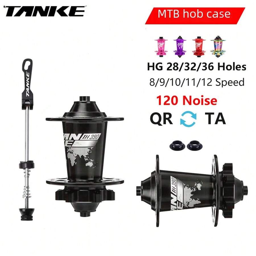 TANKE 120 Click Hub 6 Bearing MTB Mountain Bike Hub Front 28 32 36 Holes QR Thru-Axle Exchange Disc Brake Bicycle Hubs HG - 黑色 - 查看 1