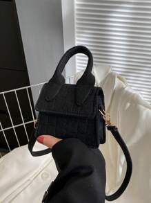 1个磁扣弹簧新款韩版可爱迷你斜挎包，百搭休闲手提包，纯色时尚单肩包，可装口红、钱包等，适合各种场合，舒适可调节肩带，多功能，不挑剔，适合户外、玩耍、通勤，是送给女孩的完美礼物。 - 迷你包 - 查看 7