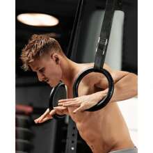 Gymnastic Rings With Straps And Metal Buckles Pull Up Ring Exercise Suspension Trainer Non-Slip Gym Ring Fitness Training Equipment For Adults - Black - View 2