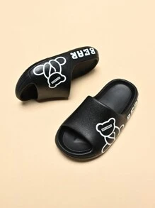 Pantuflas de espuma para niños, antideslizantes, suela suave, diseño de dibujos animados lindos, suela gruesa, tallas medianas/grandes, unisex, para uso en interiores, casuales, de secado rápido