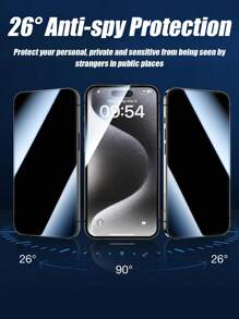 3pcs Tempered Glass Screen Protector, Privacy Protection, Anti-Scratch, Anti-Fingerprint, Anti-Oil, High Strength, Compatible With IPhone 11/12/13/14/15/16 Pro Max Plus X/XS/XR Series - Black - View 4