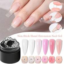 Mtssii 4pcs 8ML Non Stick Hand Extension Gel Nail Polish Set For 3D Shaping Nail Art Solid Milky Jelly Pink Hard Gel For Fake Nail Carving Flower Nail Art Acrylic Gel Varnish Rhinestone Glue Gel Easy To Operate Manicure Kit For Home And Slaon Nails - 彩色 - 查看 2
