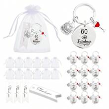 36 Peças/12 Conjuntos de Chaveiro de Aço Inoxidável para Comemorações de Aniversário, Presentes de Aniversário Únicos e Felizes para Casais com 18, 40, 50, 60, 70 e 80 Anos, Ideal para Aniversários e Suprimentos de Festa de Aniversário Importante. [O Conjunto Inclui 12 Chaveiros, 12 Sacolas de Presente e 12 Cartões de Agradecimento] Acessórios de Carro, Encantos de Bolsa, Escola, Fofo, Gótico, Y2k