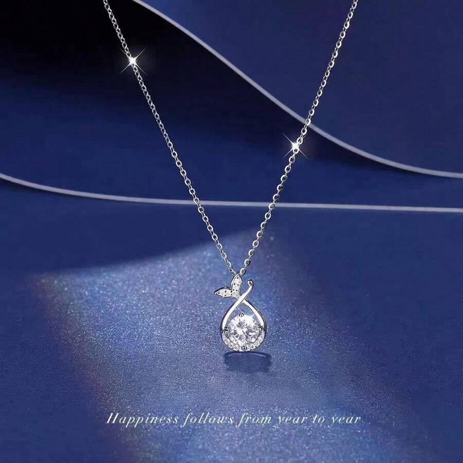 1 件不锈钢独特钻石鱼尾项链，简约设计，适合日常佩戴 - 銀色 - 查看 1