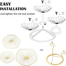1PC Giá để giỏ đựng trái cây 3 tầng, Bát đựng trái cây bằng sắt trang trí, Khay đựng trái cây bằng dây kim loại, Khay đựng để bàn, Giá để rau, Bánh mì, Đồ ăn nhẹ, Bát đựng trái cây hiện đại dùng trong nhà bếp và gia đình (Màu vàng) - Vàng - Xem 6