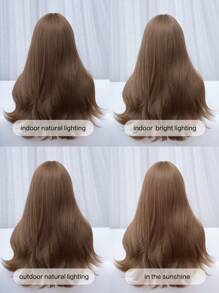 alicegarden 1 Piece Synthetic Heat Resistant Curls With Bangs, Brown Wig 24 Inch Braided Everyday Natural Realistic Wig.
