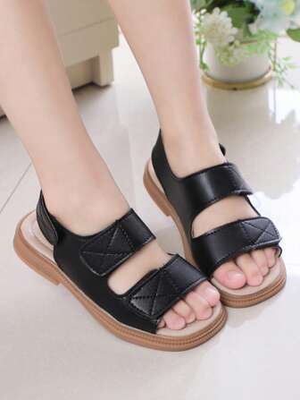 1 双儿童公主款凉鞋，2025 年新款夏季时尚女童露趾沙滩鞋，幼儿平底水鞋