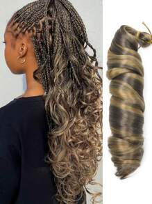 Gói 1 Tóc giả xoăn Pháp tổng hợp màu đen, xanh dương, hồng, nâu, xoắn ốc, tóc nối bện, chịu nhiệt độ cao, thích hợp cho phụ nữ và trẻ em, ngày lễ hàng ngày và hóa trang, lễ hội âm nhạc, lễ hội hóa trang, lễ hội Giáng sinh, năm mới - Hai tông màu - Xem 9