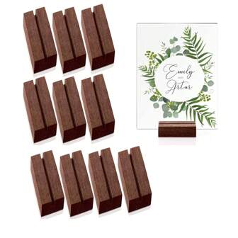 5pcs Wood Table Number Stands Wood Place Card Holders Picture Holder Acrylic Sign Holdersr For Ceremony Birthday Party Home Decoration