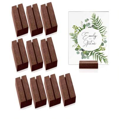 5pcs Wood Table Number Stands Wood Place Card Holders Picture Holder Acrylic Sign Holdersr For Ceremony Birthday Party Home Decoration
