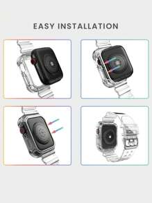 2 In 1 Clear Sport Band With Bumper Case Compatible With Apple Watch Band 40mm 41mm 42mm 38mm 44mm 45mm 46mm 49mm, Women Men Transparent TPU Strap Compatible With IWatch SE Ultra Series 10 9 8 7 6 5 4 3 2 1