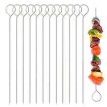 12PCS BBQ Barbeque Skewers Needle 20cm Utensil Fork Iron Outdoor Camping