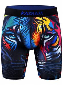 5pcs/Set Animal Printed Long Boxer Briefs, Stretchy Comfort Sports Casual Underwear - 彩色 - 查看 4