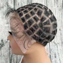 1Pc Braided Full Lace Wig Cap For Crochet Braids Embroidery 99 113 120 Sections Full Double Lace Braided Wig With Baby Hair Suitable For DIY Making Crochet Wigs Easy To Handle Premade Square Patten Lace Front Crochet Cap For Add Crochet Hair Braided Wig Cap - 黑色 - 查看 3
