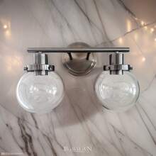 Bathroom Vanity Light Fixtures, 2-Light Black Wall Sconce Lighting Wall Lamp With Clear Glass Sha