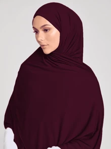 1pc Elegant Solid Color Soft Scarf, Women's Comfortable Multipurpose Headscarf, Suitable For Daily Wear For Dress - Dark Red - View 3