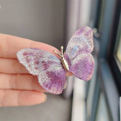 1pc Women Purple & Green Butterfly Shaped Brooch, Dress/Coat Decoration, Daily Wear Accessory School Office Accessories Shirts Jacket Jewelry Halloween Clothes Pin Funny Cute Teacher Gifts00 Costume Accessories Bag Charms Christmas