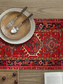 1 chiếc khăn trải bàn vải lanh hình học màu đỏ và đen Bohemian, khăn trải bàn thiết kế quà tặng theo phong cách Boho, thích hợp cho gia đình, nhà hàng, phòng ăn, trang trí bàn, tiệc trong nhà/ngoài trời - Đỏ sẫm - Xem 6