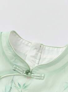 Balabala Girls' Chinese Style Sleeveless Dress, Summer 2025 - Green Tone - View 8