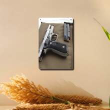 1pc Vintage Beretta 92FS Pistol Metal Sign,Funny Metal Poster ,2D Flat Printing Multipurpose Metal Decor With Pre-Drilled Holes For Easy Hanging, Room Decor,Home Decor,Kitchen Decor,Office Decor,Garden Decor,Outdoor Decor,Bedroom Decor, Living Room Decor, Cafe Decor, Restaurant Decor, Garage Decor, Bar Decor