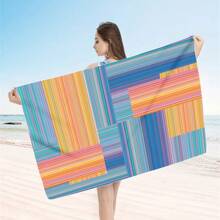 1 pieza Toalla de playa extra grande, extra grande, súper absorbente, manta de playa de fibra suave, artículo esencial de verano, a prueba de viento, a prueba de sol, playa, fiesta, viaje seco, camping, accesorio de playa, regalo de vacaciones