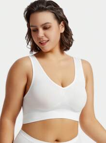 1pc Plus Size Women Wireless & Padded Sexy Push Up Backless Bra, Lift - White - View 7