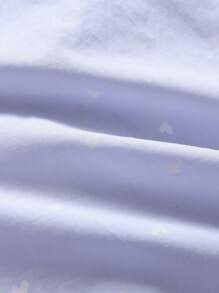 年轻女孩心形印花翻领短袖衬衫 - 藍色 - 查看 6