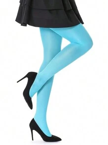 1 Pair Opaque Candy-Colored Tight Pantyhose For Women - Multicolor - View 34